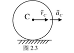 半径为r的圆轮，沿固定直线轨道作纯滚动，如图所示。在图示位置时，轮心具有速度vC，加速度aC，方向均