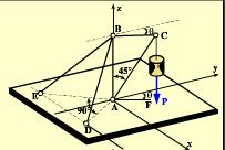 在图4－12所示起重机中，已知：AB=BC=AD=AE；点A、B、D和E等均为球铰链连接，如三角形A