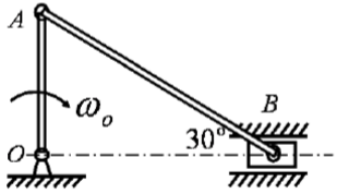 铅垂面内曲柄连杆滑块机构中，均质直杆OA=r，AB=2r，质量分别为m和2m，滑块质量为m。曲柄OA