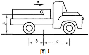 图14－6所示汽车总质量为m，以加速度a作水平直线运动。汽车质心G离地面的高度为h，汽车的前后轴到通