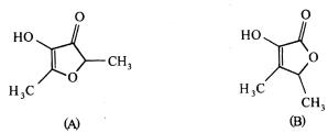 某化合物根据红外光谱及核磁共振谱推定其结构可能为（A)或（B)，而测其紫外光谱为λmax甲醇为284