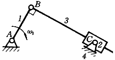 已知图所示机构的位置，构件尺寸及原动件AB以等角速度ω1逆时针方向转动，试求：  （1)在图上标出全