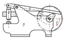 图所示为一简易冲床的初拟设计方案。设计者的思路是：动力由齿轮1输入，使轴A连续回转；而固装在轴A上的