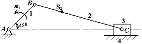 在图所示的曲柄滑块机构中，设已知lAB=0.1m，lBC=0.33m，n1=1500r／min（为常