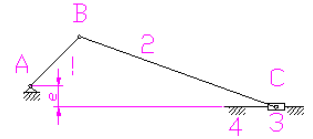 在图所示的机构中，已知原动件1为等角速度ω1=10rad／s逆时针方向转动，lAB=100mm，lB