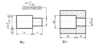 用图b所示的功能量规检验图a图所示工件的同轴度误差，试确定量规工作部分的基本尺寸D1、D2。用图b所