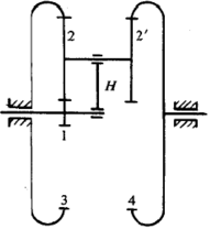 在图所示的电动三爪卡盘传动轮系中，设已知各轮齿数为：z1=6，z2=25，z3=57，z4=56。试