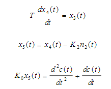 设已知描述某控制系统的运动方程组如下        式中，r(t)为系统的输入量；n1(t)、n2(