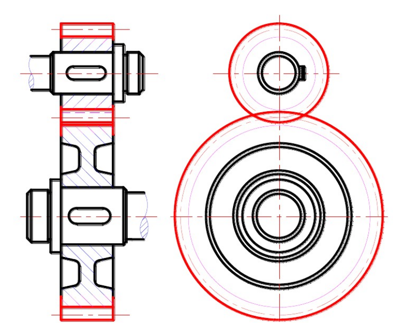 已知大齿轮的模数m=4，z=38，两齿轮中心距a=110mm，试计算大小两齿轮的分度圆、齿顶圆和齿根
