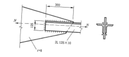 确定图11－24所示承受静态轴心力的三面围焊连接的承载力及肢尖焊缝的长度，已知角钢为，与厚度为8mm