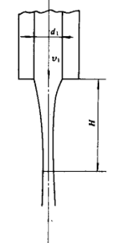 如图1－22所示，有油从垂直安放的圆管中流出，如管内径d1=100mm，管口处平均流速v1=1.4m