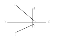 已知：等腰三角形ABC的底边BC的两投影及高线中点D的正面投影（图Ⅰ－1)。  求作：等腰三角形的两