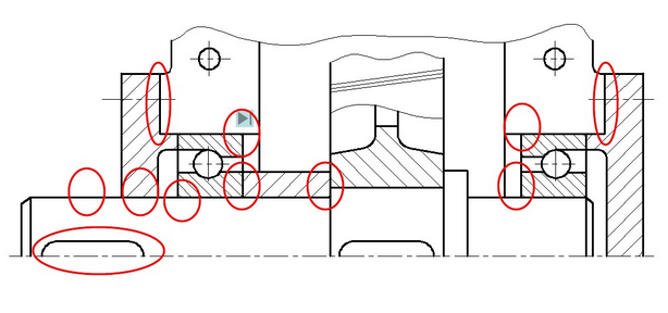 如图a所示为某减速器输出轴的结构图，试指出其设计错误，并画出改正图。    