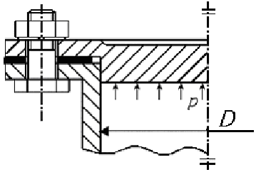钢制液压油缸如下图所示。油压p=1N／mm2，油缸内径D=160mm，缸筒与缸底采用8个螺栓均布连接