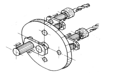 下图所示为同步偏心多轴钻，它属于(   )。    A．曲柄摇杆机构  B．双摇杆机构    C．平