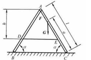 如图所示，重G的梯子AB一端靠在光滑的墙壁上，另一端放在水平面上，已知梯子与水平面的静摩擦因数为μs