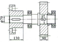 如图所示的凸缘半联轴器及圆柱齿轮，分别用键与减速器的低速轴相连接。试选择两处键的类型及尺寸，并校核其