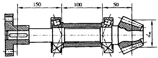 图所示为锥齿轮减速器主动轴。已知锥齿轮的平均分度圆直径dm=56.25mm，所受圆周力Ft=1130