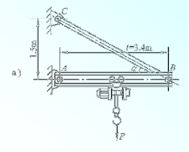 图a所示为简易起重机，其最大起吊重量G=15.5kN，横梁AB为工字钢，许用应力[σ]=170MPa