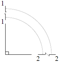 有一沿铅垂直立墙壁敷设的弯管如图所示。弯管转角为90°，起始断面1－1与终止断面2－2间的轴线长度L