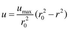 圆管中的流速为轴对称分布，如图所示。其流速分布为u=umax（1－r2／)，u为距管轴中心为r处的流