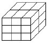 一个正方体被切成24个小长方体（见下图），这些小长方体的表面积总和为162。则这个正方体的体积为（）
