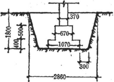某建筑外墙采用毛石基础，其断面尺寸如图所示，已知土的可松性系数Ks=1.3，k&#39;s=1.05
