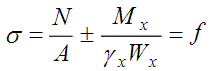 实腹式偏心受压构件按计算强度，它代表的截面应力分布为图中的（)。  A．分图a  B．分图b  C．