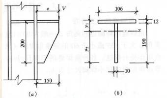 计算图4－17－18所示对接焊缝，已知牛腿翼缘宽度为116mm，厚度为12mm，腹板高200mm，厚