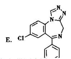 将苯二氮革结构中的苯环以电子等排体噻吩环置换，得到的抗焦虑药物是A.AB.BC.C将苯二氮革结构中的