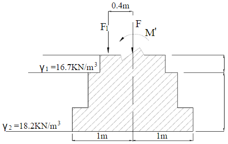某一基础长l=2m，宽b=1.6m，其上所作用的荷载如题图所示，M=82kN·m，V=30kN，P=