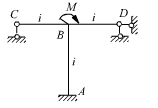 在图示结构中，当结点B作用外力偶M时，用力矩分配法计算的MBA等于______。 