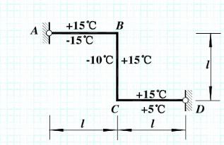 已知EI=常数，各杆为矩形截面，截面高度，h=l／10，线膨胀系数为α，t1=10℃，t2=30℃。