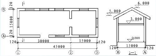 某砖混结构住宅楼，结构外围平面尺寸为40m×12m，并利用坡屋顶的空间做阁楼层，层高、层数等见下图，