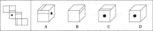 左边给定的是纸盒的外表面。下面哪一项能由它折叠而成？