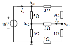 习题6－19图所示电路中电源为无伴电压源，试用节点法求解电流IS、I0。习题6-19图所示电路中电源
