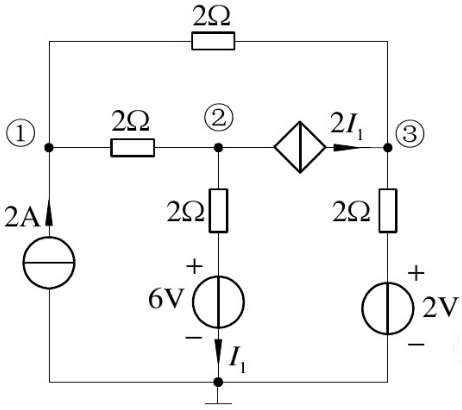 列写图所示电路的节点电压方程（仅用节点电压表示)。列写图所示电路的节点电压方程(仅用节点电压表示)。