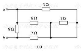 求图（a)所示电路a、b两端的等效电阻Rab（图中电阻均为3Ω)。求图(a)所示电路a、b两端的等效