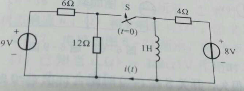 图所示电路中，开关S动作前电路已处于稳态，t=0时开关S闭合。求i（0＋)。图所示电路中，开关S动作