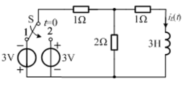 图所示电路原已处于稳态，t=0时开关S由a打向b。试求t≥0时的电感电流iL（t)。图所示电路原已处