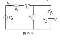 电路如习题12－11图，设电容上原有电压UC0=100V，电源电压us=200V，R1=30Ω，R2