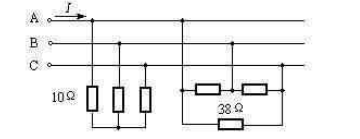 图所示对称三相电路中，电源线电压Ul=380V，线电流Il=2A，功率表示数为零，求三相负载的总功率