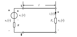 图所示电路中，无损耗均匀传输线的特性阻抗Zc=600Ω，线长l=λ／3[λ为信号源us（t)的波长]