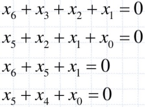 已知一个（7，3)循环码的监督关系式为  x6？x3？x2？x1=0  x5？x2？x1？x0=0 