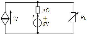 如图1.3.24所示电路，负载电阻RL可任意改变，问RL等于多大时其上获得最大功率，并求出该最大功率