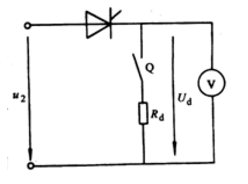 图2－3为调试晶闸管电路，在断开Rd测量输出电压Ud是否正确可调时，发现电压表读数不正常，接上Rd后