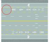 图中圈内两条黄色虚线间的区域是何含义？A.营运客车专用车道B.大客车专用车道C图中圈内两条黄色虚线间