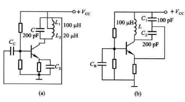 振荡电路如下图（a)、（b)所示，画出电路的交流通路（图中CC为耦合电容，CE、CB为旁路电容)，根