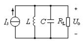 并联谐振回路L=10μH，C=300pF，均无损耗，负载电阻RL=5kΩ，电流IS=1mA，如图所示