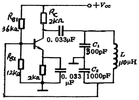 电容三点式振荡器如下图（a)所示，已知LC谐振回路的空载品质因数Q=60，晶体管的输出电导Goe=2